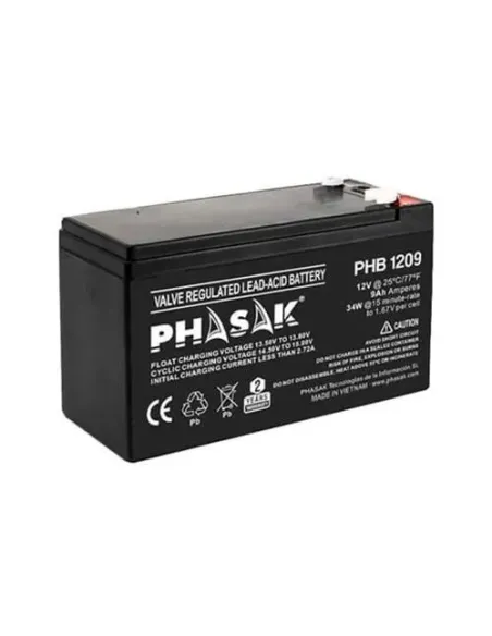 Bateria phasak phb 1209 compatible para sais 9ah 12v acido - plomo