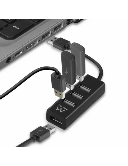Ewent EW1123 hub de interfaz USB 2.0 480 Mbit s Negro