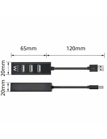 Ewent EW1123 hub de interfaz USB 2.0 480 Mbit s Negro