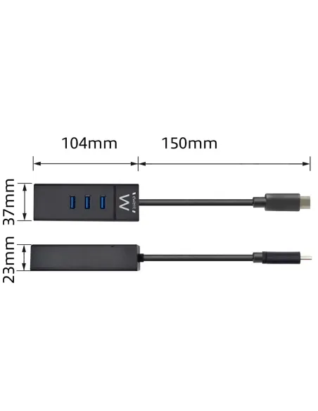 Ewent EW1141 base para portátil y replicador de puertos USB 3.2 Gen 1 (3.1 Gen 1) Type-C Negro