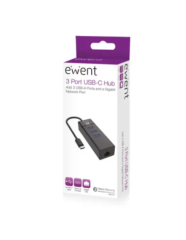 Ewent EW1141 base para portátil y replicador de puertos USB 3.2 Gen 1 (3.1 Gen 1) Type-C Negro