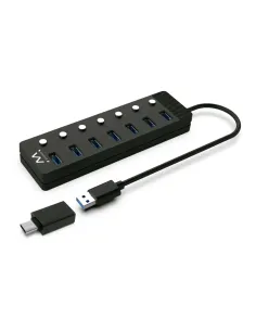 Ewent EW1147 hub de interfaz USB 3.2 Gen 1 (3.1 Gen 1) Type-A 5000 Mbit s Negro