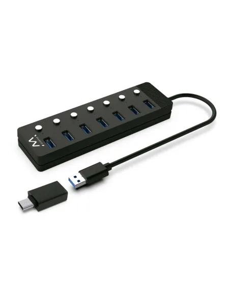 Ewent EW1147 hub de interfaz USB 3.2 Gen 1 (3.1 Gen 1) Type-A 5000 Mbit s Negro