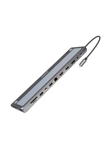Ewent EW1150 base para portátil y replicador de puertos Alámbrico USB 3.2 Gen 1 (3.1 Gen 1) Type-C Aluminio