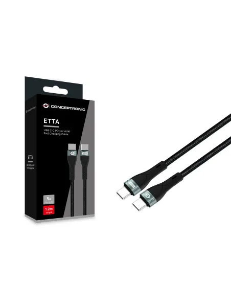 Conceptronic ETTA01B12 cable USB USB 2.0 1,2 m USB C 0,48 Gbit s 100 W Negro