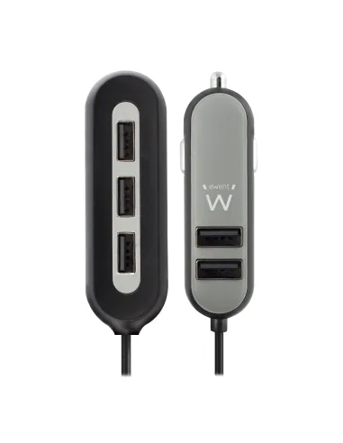 Ewent EW1355 cargador de dispositivo móvil Universal Negro, Gris Encendedor de cigarrillos Auto