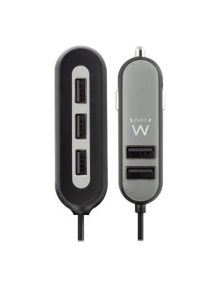 Ewent EW1355 cargador de dispositivo móvil Universal Negro, Gris Encendedor de cigarrillos Auto
