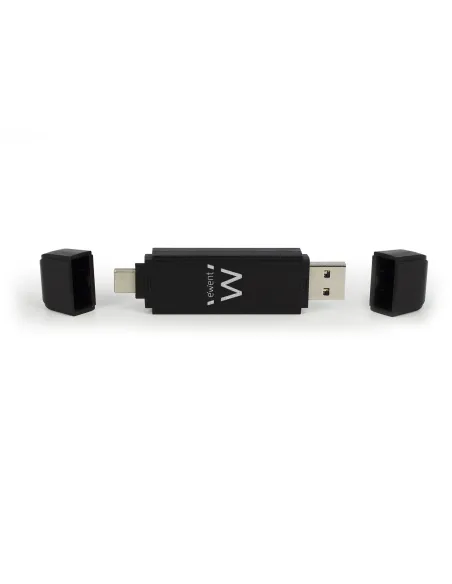 Ewent EW1075 lector de tarjeta USB 3.2 Gen 1 (3.1 Gen 1) Type-A Type-C Negro