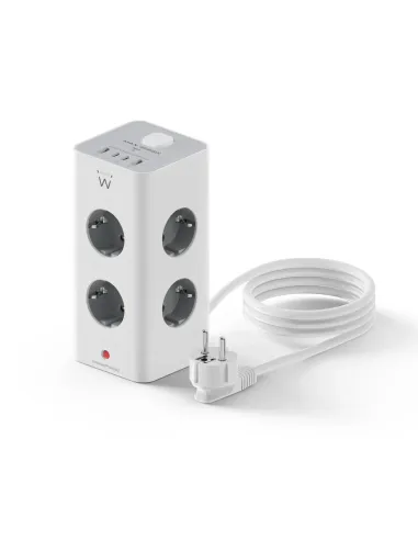 Ewent EW3864 base múltiple 2 m 8 salidas AC Interior Gris, Blanco