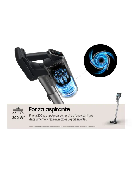 Samsung VS20B75AGR1 Aspiradora escoba 2 en 1 Batería Secar Sin bolsa 550 W Negro, Color menta