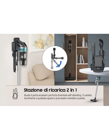 Samsung VS20B75AGR1 Aspiradora escoba 2 en 1 Batería Secar Sin bolsa 550 W Negro, Color menta