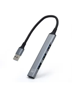 Ewent EW1144 hub de interfaz USB 3.2 Gen 1 (3.1 Gen 1) Type-A 5000 Mbit s Gris, Plata