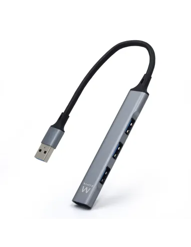 Ewent EW1144 hub de interfaz USB 3.2 Gen 1 (3.1 Gen 1) Type-A 5000 Mbit s Gris, Plata