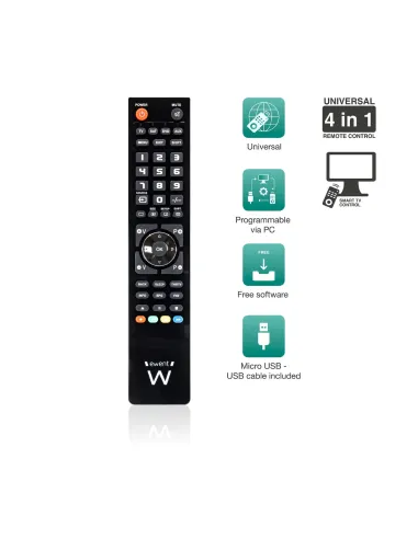 Ewent EW1570 mando a distancia DTT, DVD Blu-ray, Proyector, SAT, STB, Altavoz para barra de sonido, TV, Universal, VCR Botones