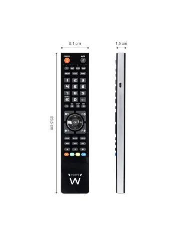Ewent EW1570 mando a distancia DTT, DVD Blu-ray, Proyector, SAT, STB, Altavoz para barra de sonido, TV, Universal, VCR Botones