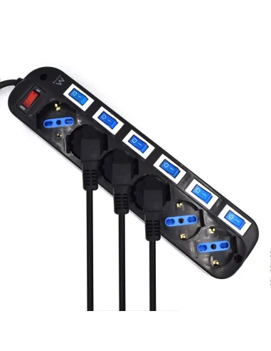 Ewent EW3851 limitador de tensión Negro 6 salidas AC 220 V 1,5 m