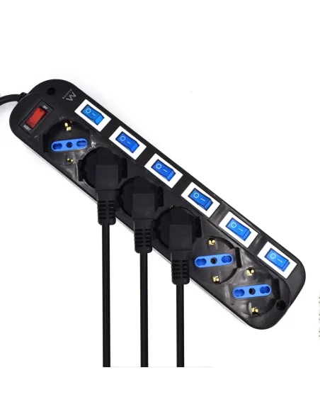 Ewent EW3851 limitador de tensión Negro 6 salidas AC 220 V 1,5 m