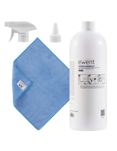 Ewent EW5680 kit de limpieza para computadora Pantallas   Plásticos, Universal Kit de limpieza para equipos 1000 ml
