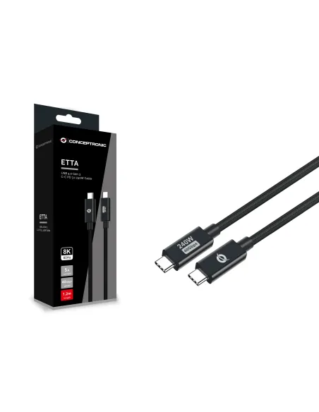 Conceptronic ETTA04B12 cable USB USB4 Gen 3x2 1,2 m USB C 40 Gbit s 240 W Negro
