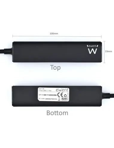 Ewent EW1136 hub de interfaz USB 3.2 Gen 1 (3.1 Gen 1) Type-A 480 Mbit s Negro