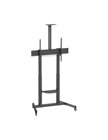 AISENS Soporte De Suelo Eco Con Ruedas Y Manivela, Bandeja Para DVD Y Soporte De Camara Para Monitor TV 120kg De 60"-100", Negro