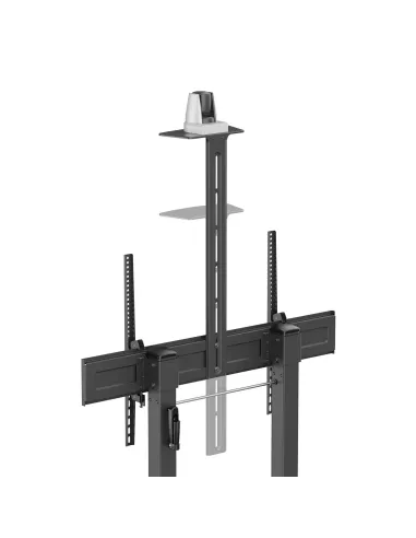 AISENS Soporte De Suelo Eco Con Ruedas Y Manivela, Bandeja Para DVD Y Soporte De Camara Para Monitor TV 120kg De 60"-100", Negro