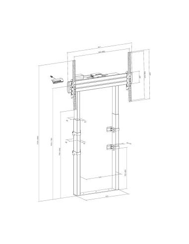 AISENS Soporte Motorizado De Suelo y Fijacion a Pared, TV 120kg De 55"-100", Negro