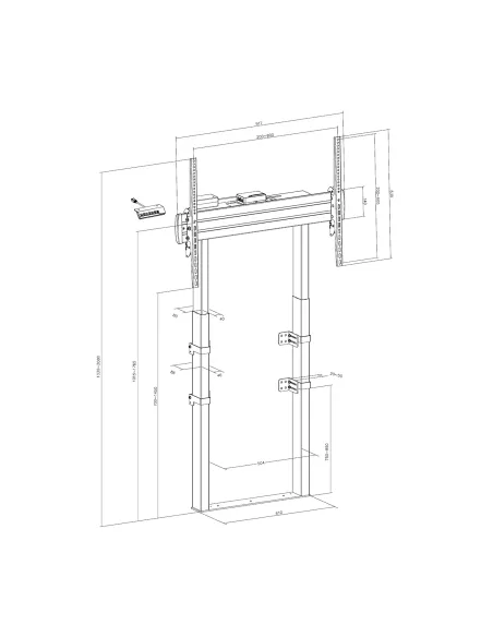 AISENS Soporte Motorizado De Suelo y Fijacion a Pared, TV 120kg De 55"-100", Negro