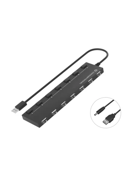 Conceptronic HUBBIES08B hub de interfaz USB 2.0 480 Mbit s Negro
