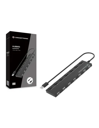 Conceptronic HUBBIES08B hub de interfaz USB 2.0 480 Mbit s Negro
