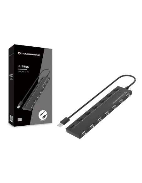 Conceptronic HUBBIES08B hub de interfaz USB 2.0 480 Mbit s Negro