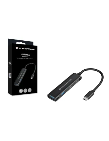 Conceptronic HUBBIES12B hub de interfaz USB 3.2 Gen 1 (3.1 Gen 1) Type-C 5000 Mbit s Negro