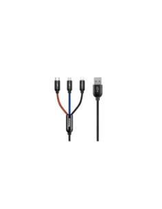 BASEUS THREE PRIMARY COLORS 3-IN-1 CABLE USB FOR M+L+T 3.5A 1.2M BLACK