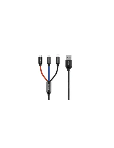 BASEUS THREE PRIMARY COLORS 3-IN-1 CABLE USB FOR M+L+T 3.5A 1.2M BLACK