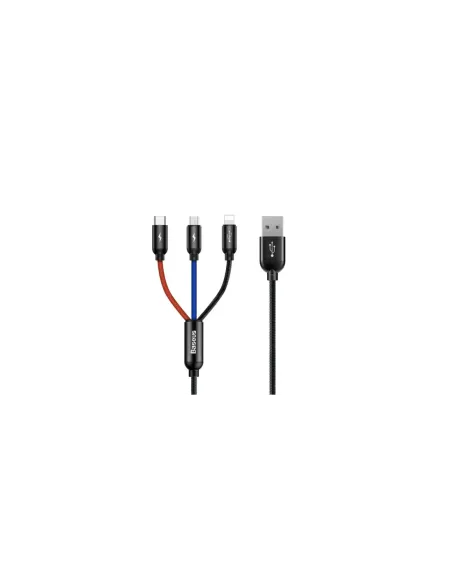 BASEUS THREE PRIMARY COLORS 3-IN-1 CABLE USB FOR M+L+T 3.5A 1.2M BLACK