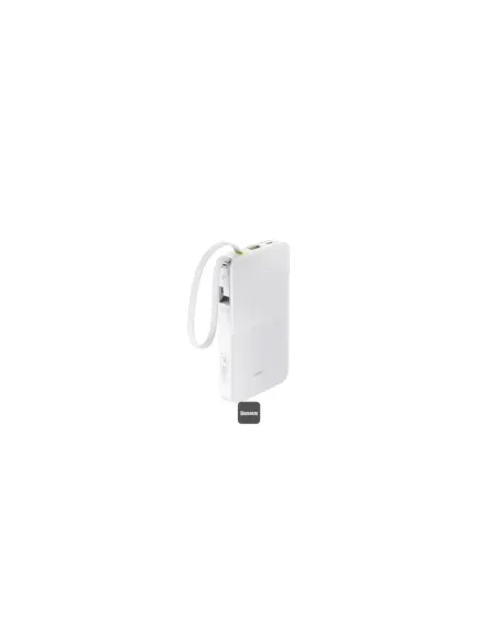 OS-BASEUS ENERFILL FP11 POWER BANK 10000MAH 15W MOON WHITE (INCLUDES SIMPLE TYPE-C TO TYPE-C CABLE 20V/3A 30CM WHITE)