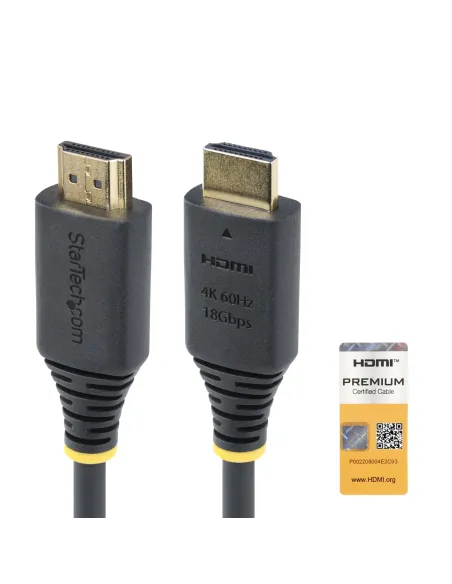 StarTech.com Cable HDMI Premium Certificado de Alta Velocidad de 50cm - 4K 60Hz - 144Hz - UHD - HDR10 HDCP 2.2 ARC - 18Gbps -