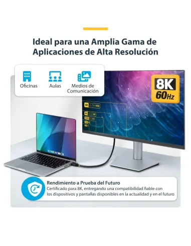 StarTech.com Cable HDMI de 1m Certificado de Ultra Alta Velocidad - 8K60Hz 4K120Hz - Cable HDMI 2.1 con HDR10+   eARC - 48Gbps