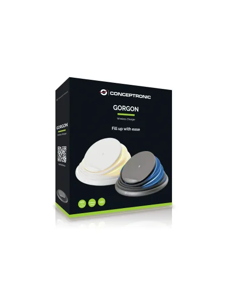 Conceptronic GORGON02G cargador de dispositivo móvil Universal Gris USB Cargador inalámbrico Carga rápida Interior