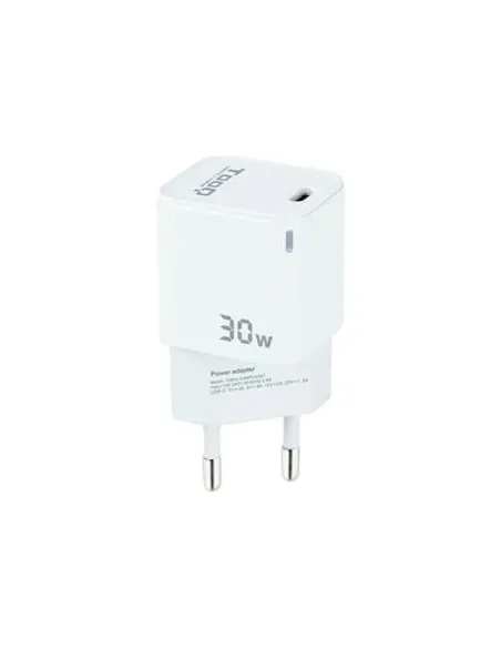 TooQ Cargador de Pared GAN USB-C/PD 30W, Blanco