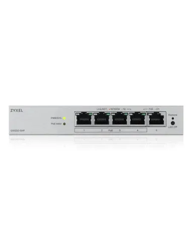 Zyxel GS1200-5HPV3 Gestionado L2 Gigabit Ethernet (10 100 1000) Energía sobre Ethernet (PoE) Escritorio Gris