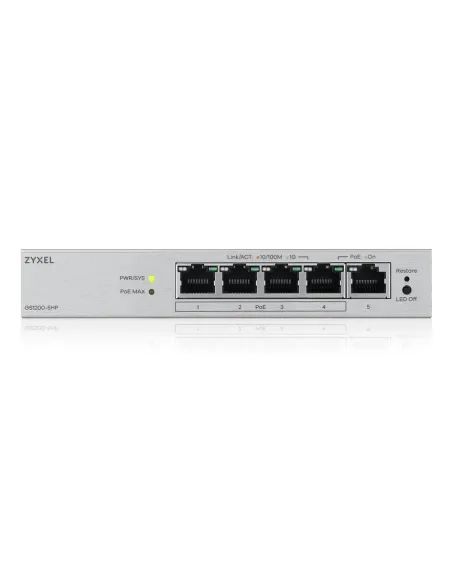 Zyxel GS1200-5HPV3 Gestionado L2 Gigabit Ethernet (10 100 1000) Energía sobre Ethernet (PoE) Escritorio Gris