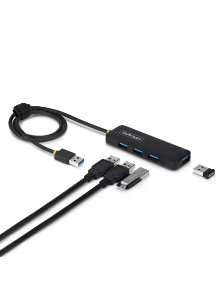 StarTech.com Hub USB-A de 4 Puertos - 5 Gbps - Ladrón USB Alimentado por el Bus USB - Concentrador de 4 Puertos - Plástico PCR