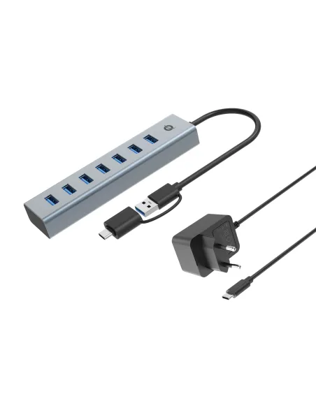 Conceptronic HUBBIES21GP hub de interfaz USB 3.2 Gen 1 (3.1 Gen 1) Type-A 5000 Mbit s Gris