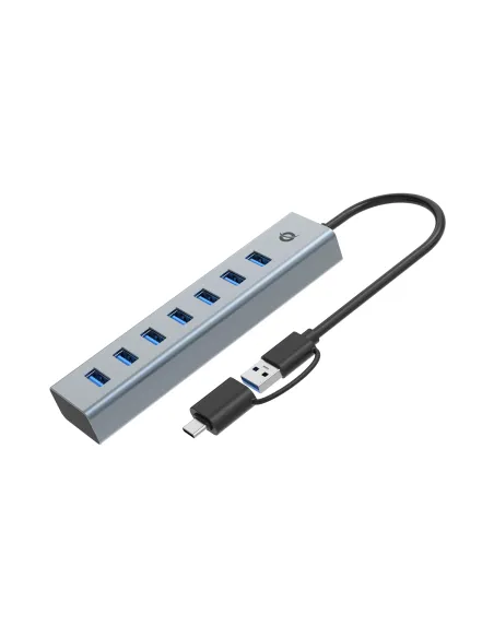 Conceptronic HUBBIES21GP hub de interfaz USB 3.2 Gen 1 (3.1 Gen 1) Type-A 5000 Mbit s Gris