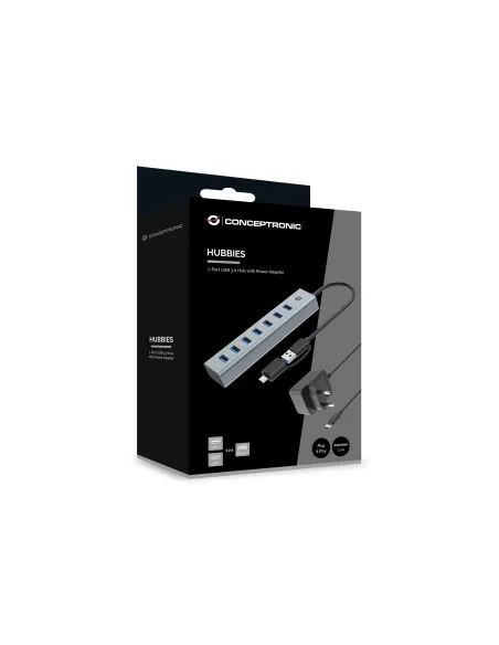 Conceptronic HUBBIES21GP hub de interfaz USB 3.2 Gen 1 (3.1 Gen 1) Type-A 5000 Mbit s Gris
