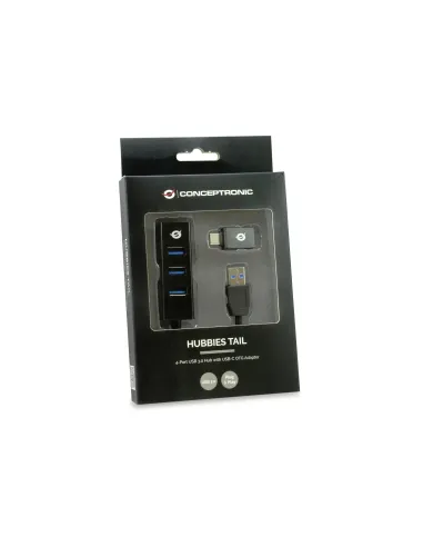 Conceptronic HUBBIES04B hub de interfaz USB 3.2 Gen 1 (3.1 Gen 1) Type-A 5000 Mbit s Negro