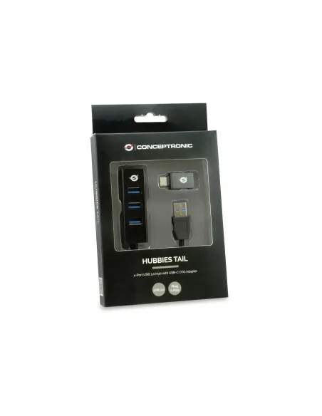 Conceptronic HUBBIES04B hub de interfaz USB 3.2 Gen 1 (3.1 Gen 1) Type-A 5000 Mbit s Negro