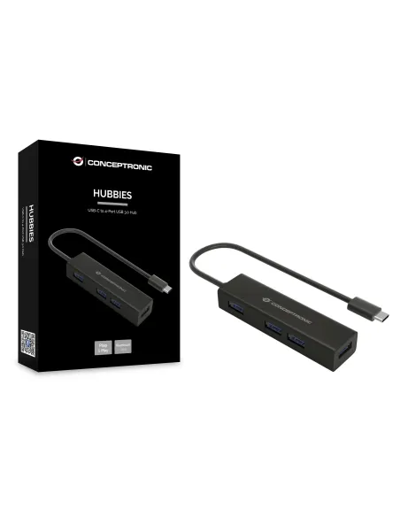 Conceptronic HUBBIES07B hub de interfaz USB 3.2 Gen 1 (3.1 Gen 1) Type-C 5000 Mbit s Negro