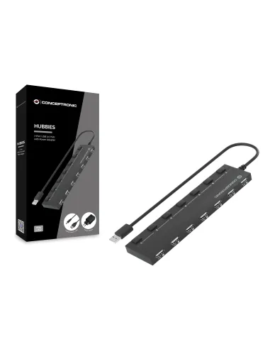 Conceptronic HUBBIES08BP hub de interfaz USB 2.0 480 Mbit s Negro